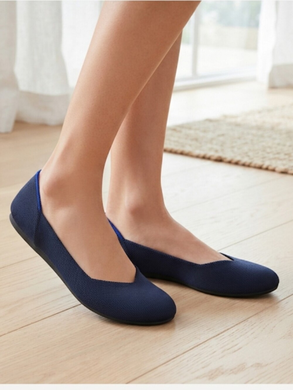 Rothy's "The Square" ballet flats in Navy Blue Size 9.5